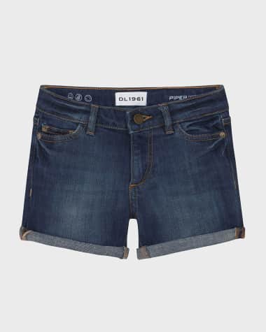 DL1961 Girl's Piper Cuffed Denim Shorts, Size 2-6