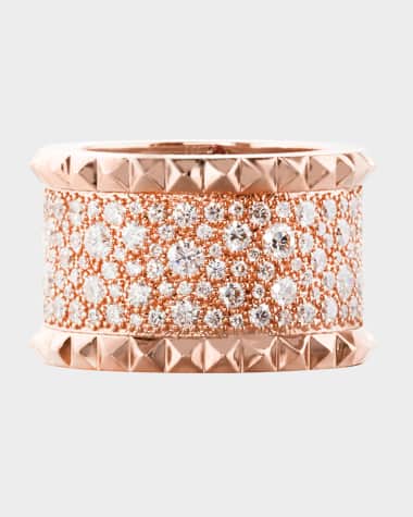 Roberto Coin ROCK & DIAMONDS 18K Rose Gold Ring with Diamonds, Size 6.5