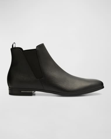 Prada Saffiano Leather Chelsea Boots