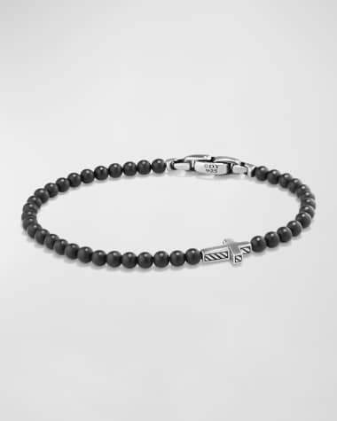 David Yurman Men's Spiritual Beads Cross Station Bracelet in Silver, 4mm