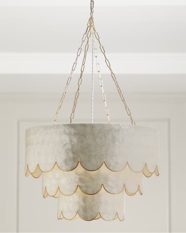 Neiman Marcus Three-Tiered Scalloped Capiz 3-Light Chandelier