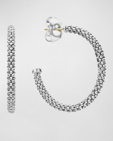 LAGOS Thin Caviar Hoop Earrings, 1"