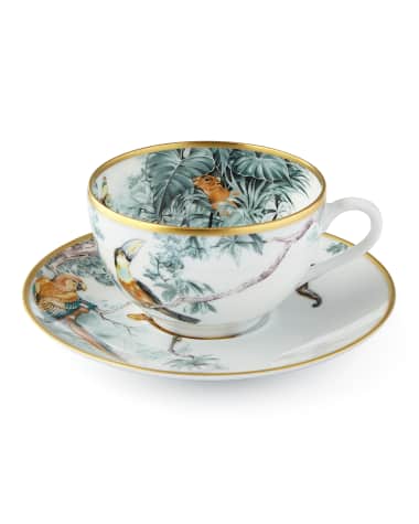 Hermes Carnets d' Equateur Birds Tea Cup & Saucer