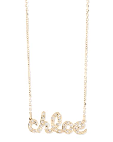 Sarah Chloe Ava Petite Diamond Name 14K Gold Pendant Necklace