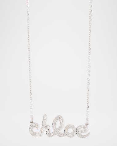 Sarah Chloe Ava Petite Diamond Name 14K Gold Pendant Necklace