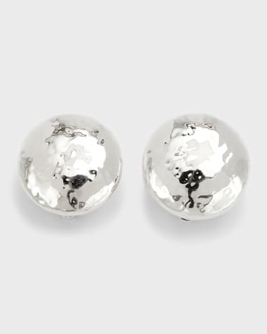 Ippolita Hammered Button Stud Clip Earrings in Sterling Silver