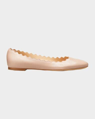 Chloe Lauren Scalloped Leather Ballet Flats