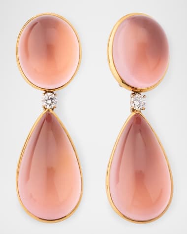 Robert Erich 18K Rose Gold Diamond and Pink Quartz Drop Earrings