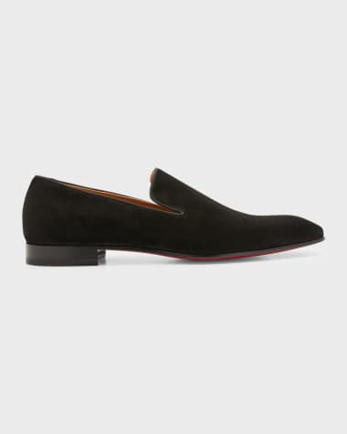 Christian Louboutin Men's Crest on the Nile Suede Red Sole Loafers