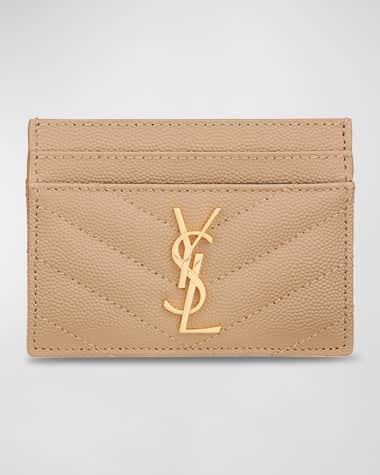 Saint Laurent YSL Monogram Card Case in Grained Leather