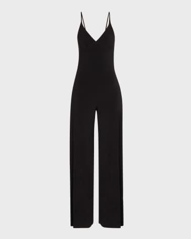Norma Kamali Wide-Leg Slip Jumpsuit, Black