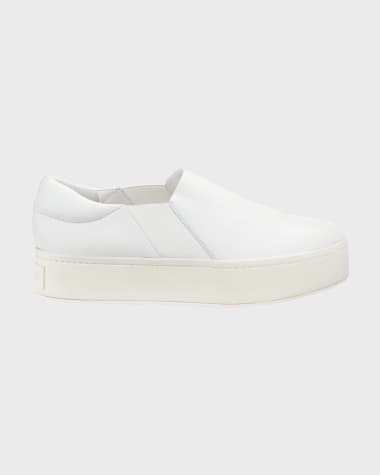 Vince Warren Leather Platform Skate Sneakers, Plaster White
