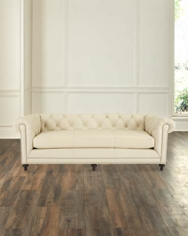 Massoud Davidson Cream Tufted Chesterfield Sofa