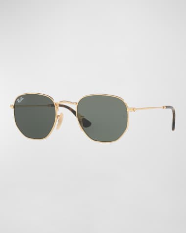 Ray-Ban Men's Hexagonal Metal Sunglasses, Green/Gold