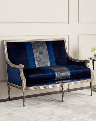 Massoud Lilah Navy Colorblock Settee