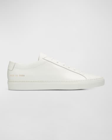 Common Projects Men's Achilles Leather Low-Top Sneakers, White