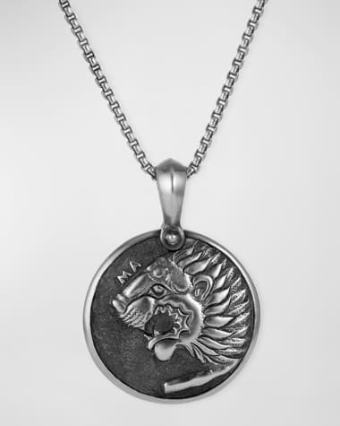 David Yurman Men's Petrvs Lion Pendant in Silver, 35mm