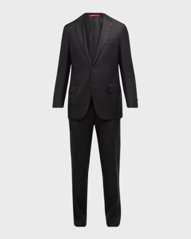 Isaia Solid Wool Two-Piece Suit