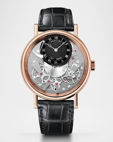 Breguet Tradition 18K Rose Gold 40mm Skeleton Watch with Alligator Strap