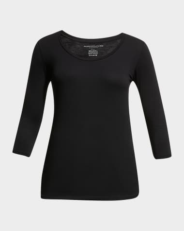 Majestic Filatures Soft Touch 3/4-Sleeve Scoop-Neck Tee