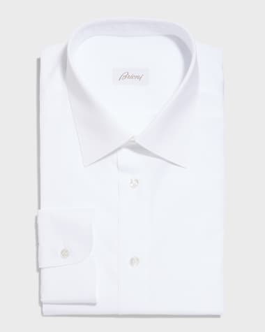 Brioni Wardrobe Essential Solid Dress Shirt, White