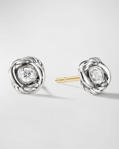 David Yurman Infinity Earrings with Diamonds and Silver, 7mm