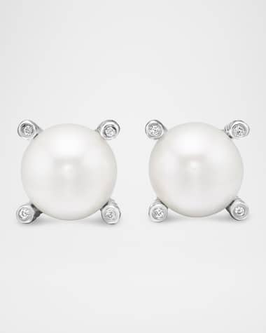 David Yurman Pearl Earrings with Diamonds