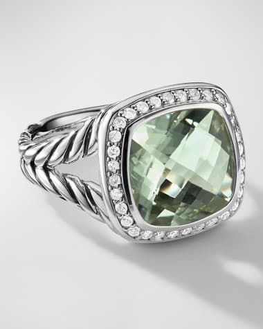 David Yurman Albion Ring with Gemstone and Diamonds in Silver, 11mm