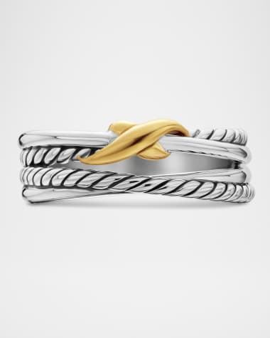 David Yurman 6mm X Crossover Ring in Silver with 18K Gold