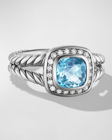 David Yurman Petite Albion Ring with Gemstone and Diamonds in Silver, 7mm