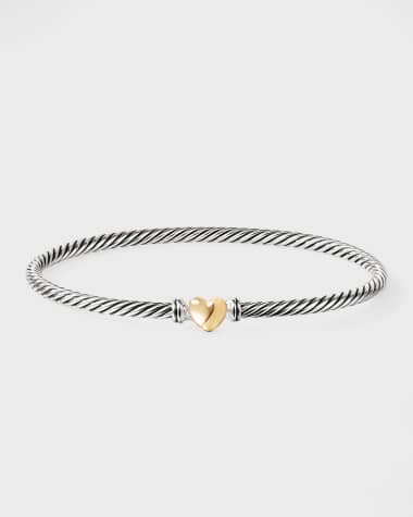 David Yurman Cable Collectibles Heart Bracelet in Silver with 18K Gold, 3mm