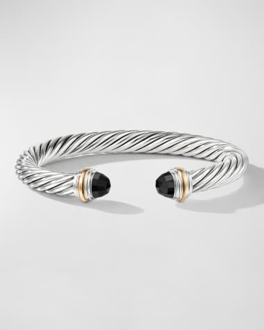 David Yurman Cable Bracelet with Gemstone and 14K Gold in Silver, 7mm