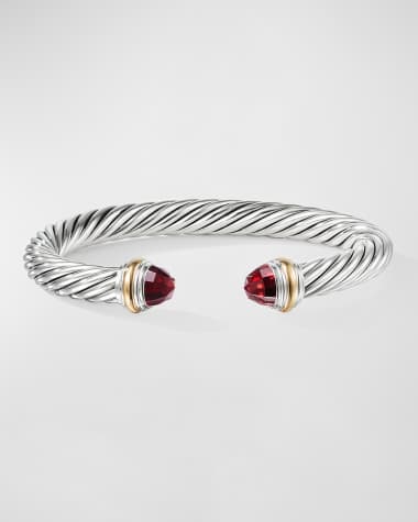 David Yurman Cable Bracelet with Gemstone and 14K Gold in Silver, 7mm