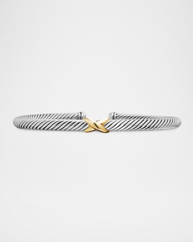 David Yurman Cable Station Bracelet in Silver with 18K Gold, 4mm