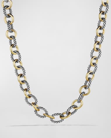 David Yurman Large Sterling Silver & 18K Gold Oval Link Necklace, 18.25"L
