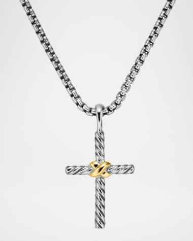 David Yurman Petite X Cross with Gold on Chain