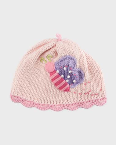 Art Walk Butterfly Knit Baby Hat, Pink