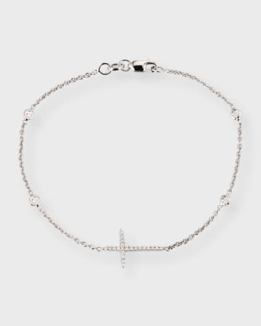 Roberto Coin Integrated Diamond Cross Bracelet, White Gold