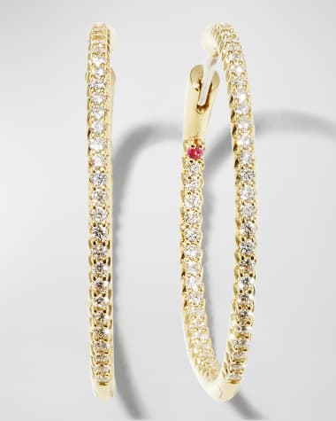 Roberto Coin 30mm Micro Pave Diamond Hoop Earrings in 18K Yellow Gold
