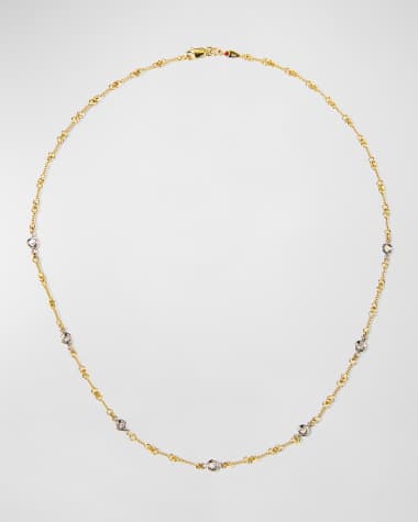 Roberto Coin Two-Tone 18k 7-Diamond Dog Bone Necklace