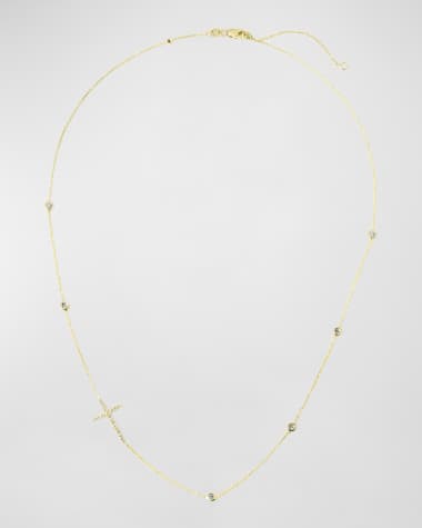 Roberto Coin Integrated Diamond Cross Necklace, White Gold