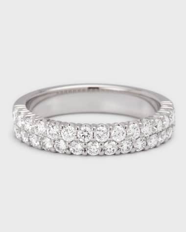 Neiman Marcus Diamonds Two-Row Diamond Eternity Band Ring in 18K White Gold, 0.90 tdcw, Size 6.75