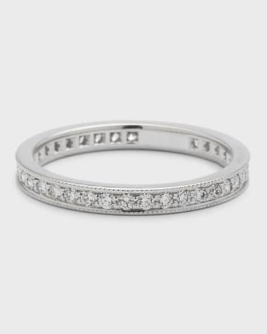 Neiman Marcus Diamonds Channel-Set Diamond Eternity Band Ring in 18K White Gold, Size 7