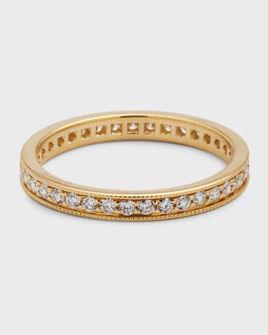 Neiman Marcus Diamonds Channel-Set Diamond Eternity Band Ring in 18K Yellow Gold, Size 7, 0.56tcw