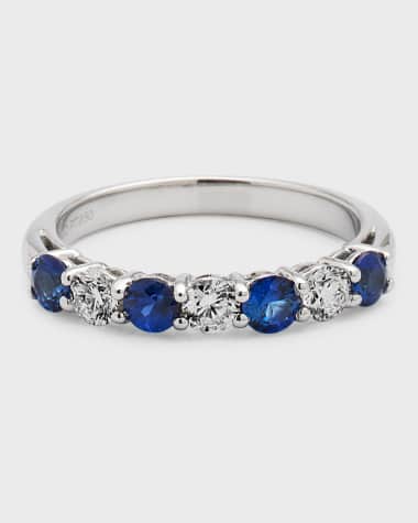 Neiman Marcus Diamonds Platinum Blue Sapphire/Diamond Ring, Size 7