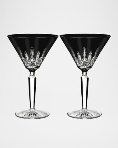 Waterford Crystal Set of 2 Lismore Black Martini Glasses