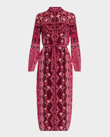 Saloni Molly Printed Long-Sleeve Dress