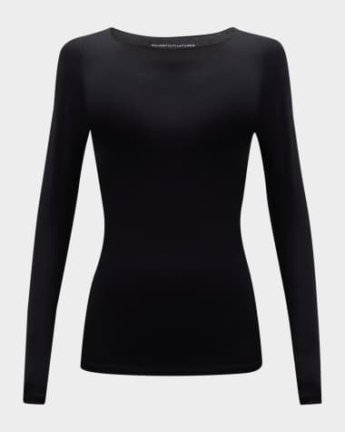 Majestic Filatures Soft Touch Marrow-Edge Long-Sleeve Top