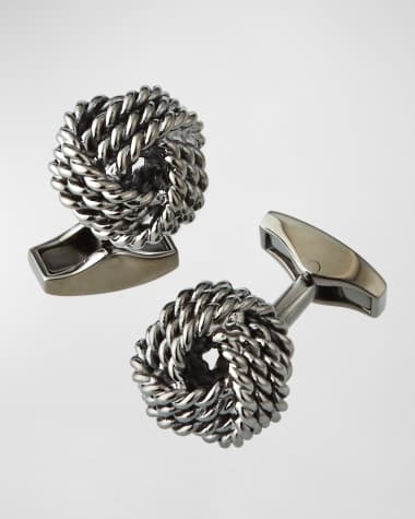 Tateossian Knot Round Cuff Links, Rhodium