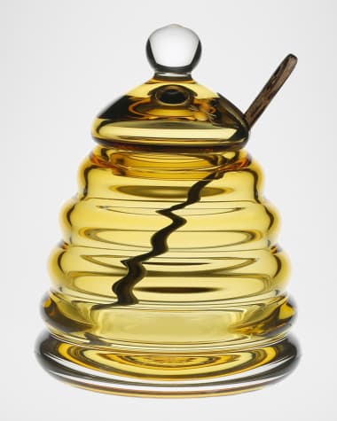 William Yeoward Crystal Honeycomb Honey Jar & Spoon